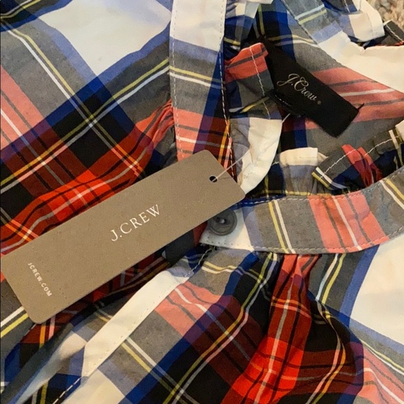 NWT J. crew tartan red plaid sleeveless ruffle top - Picture 4 of 5